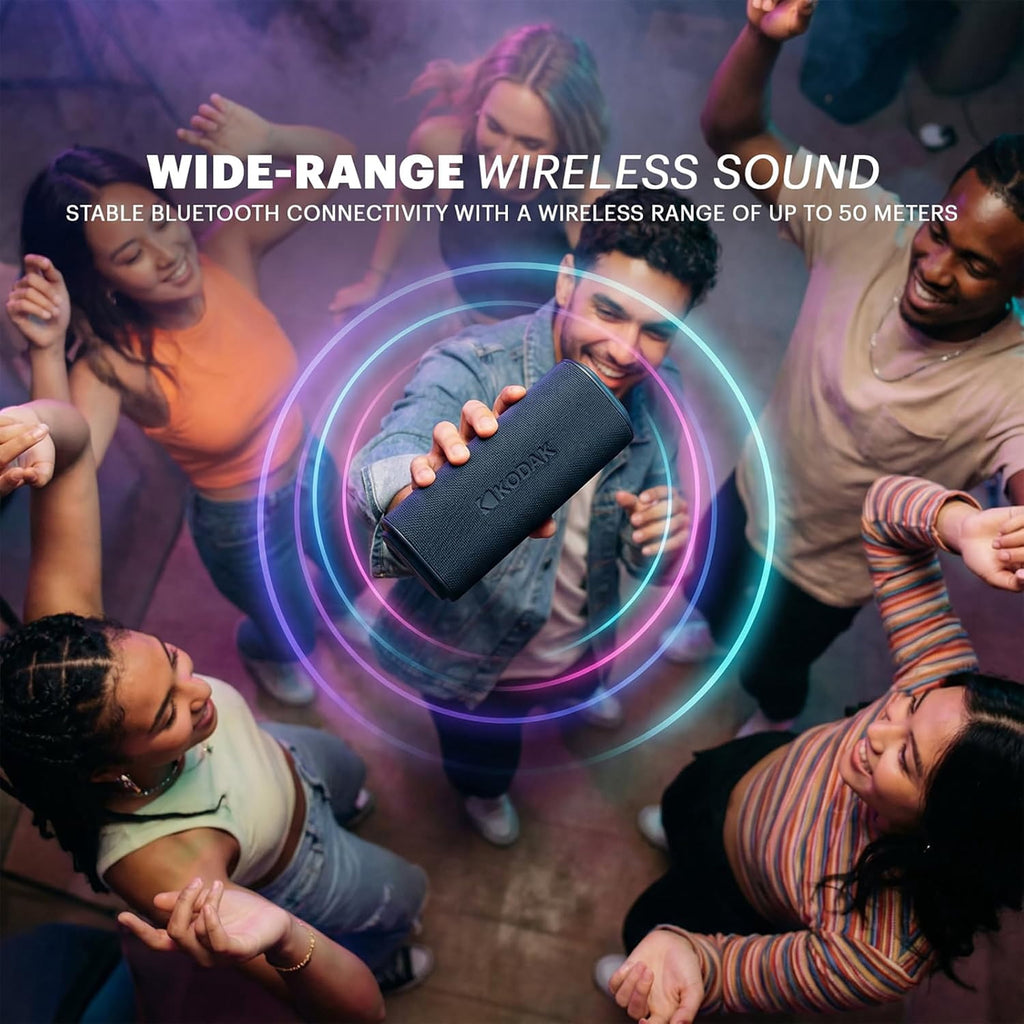 Kodak SoundBrix Plus 2-Piece Portable Rechargeable Bluetooth Speaker System, TWS, Magnetic Docking, IPX4, up to 5 Hours Play Time , Grooving Gray