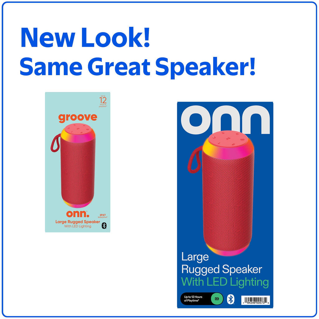 onn Large Rugged Speaker with Bluetooth Wireless Technology and LED Lighting, Camo