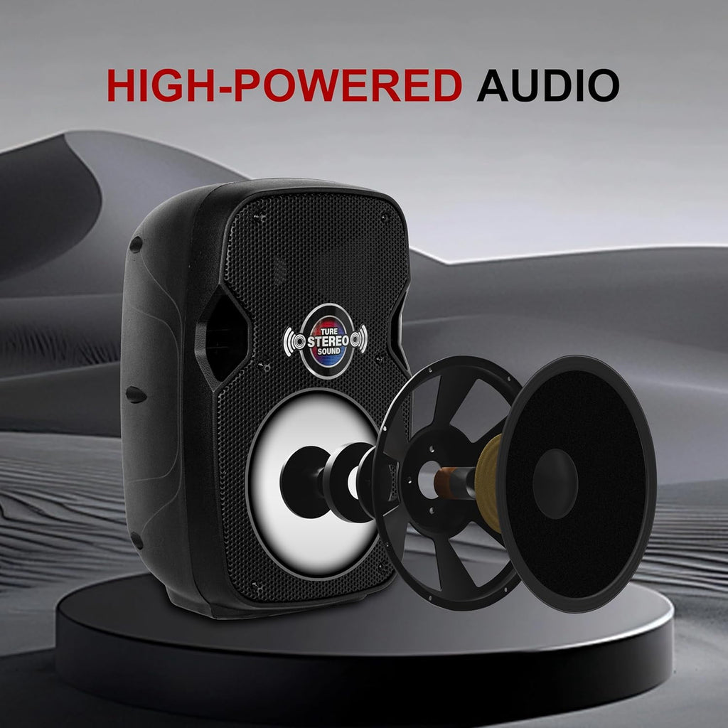 PRORECK IMPACT 10 10-Inch Stereo Speakers, 800W Peak Power Bluetooth PA Speaker