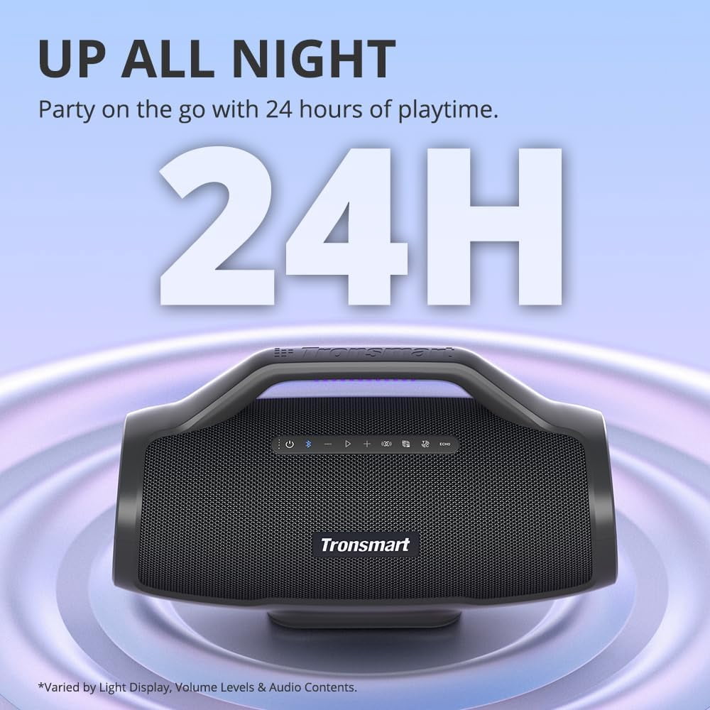 Tronsmart Bang Max 130W Bluetooth Party Speaker, IPX6 Waterproof, 24-Hour Battery, Custom EQ & Light Show, Bass boost, Sync 100+ Units Outdoor Portable Wireless Speaker for DJ & Poolside