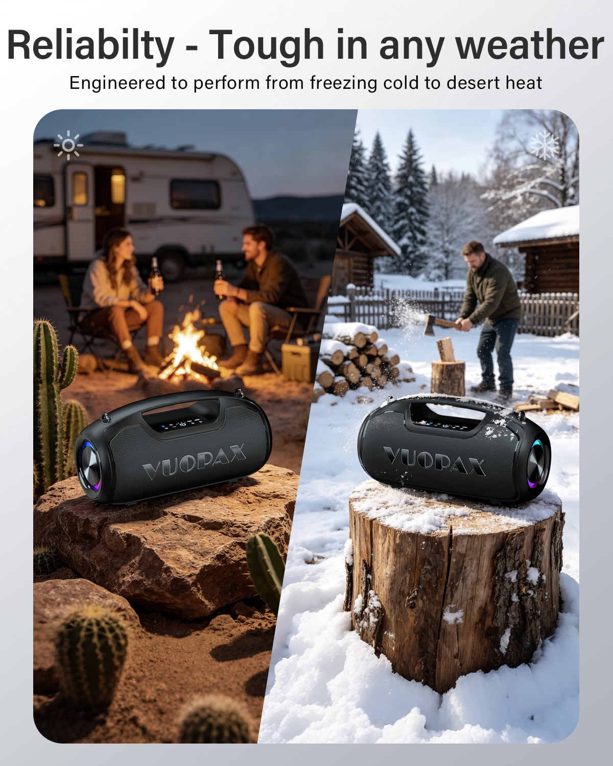 Upgrade Portable Bluetooth Speakers Wireless, 200W PEAK Loud Outdoor Speaker with Deep Bass, IP65 Waterproof, BT5.4, USB-C, RGB Lights, for Party, Camping, Beach, Large Workshop, Garage, 24H Playtime
