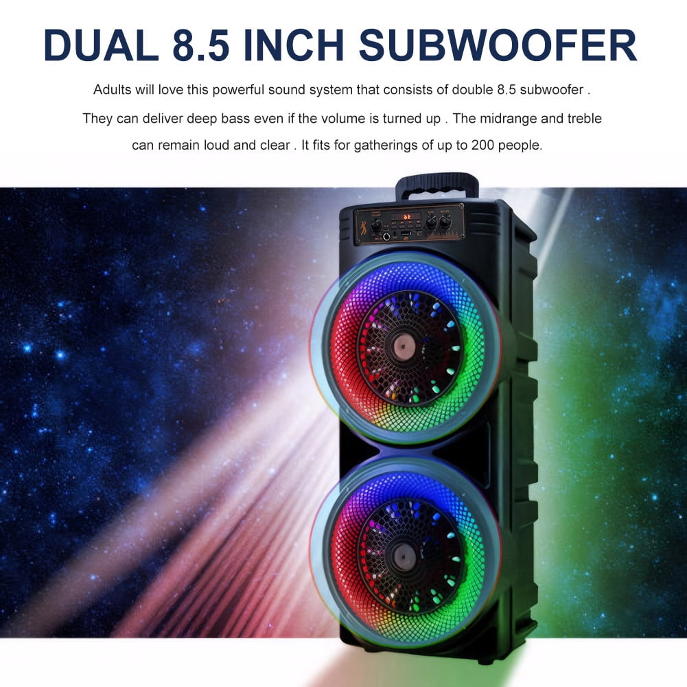 Bluetooth Speakers, Portable Wireless Loud Outdoor Home Party Bluetooth Speaker with Subwoofer, LED Colorful Lights, Microphone, Remote and Big Powerful Stereo Deep Bass Sound Boombox