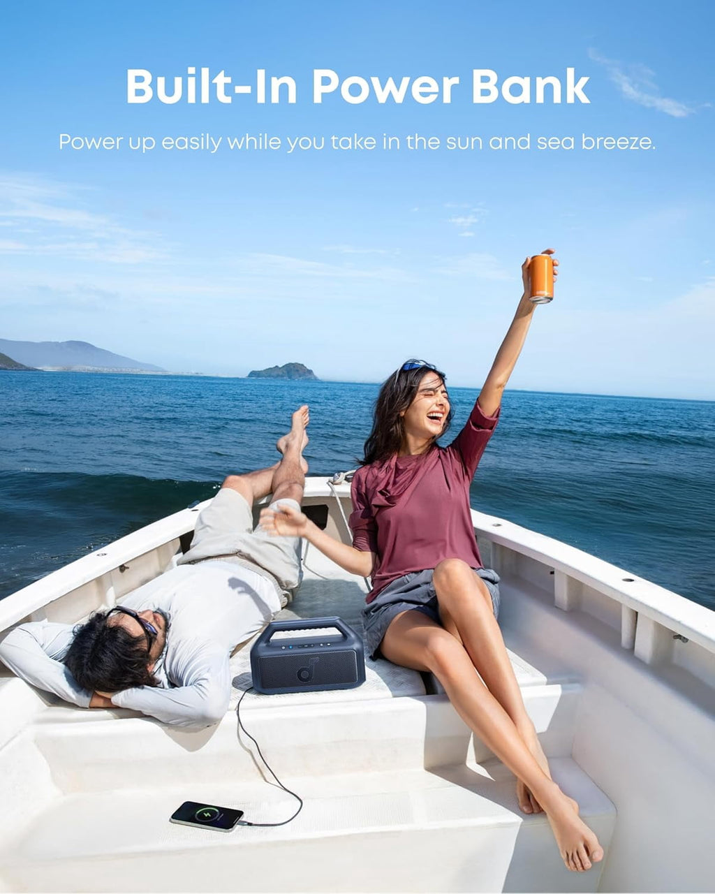 Soundcore Boom 2 By Anker, Outdoor Speaker, 80W, Subwoofer, 24H Playtime, IPX7 Waterproof, Floatable, RGB Lights, Blue