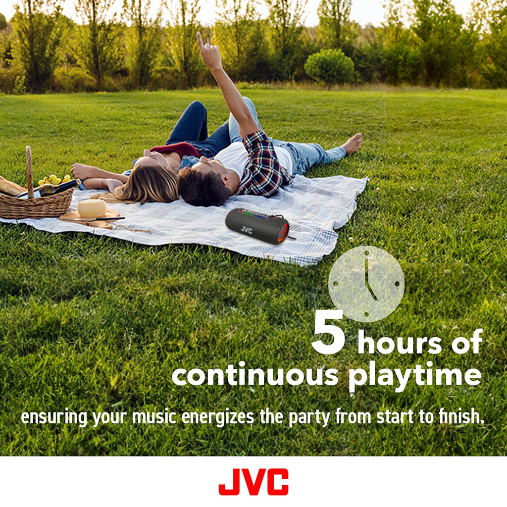JVC Illuminated Portable Wireless Speaker with 20W max outputs, Dynamic Sound, Bluetooth 5.0, TWS Capability, USB-C, IPX5, AUX in, up to 5-Hour Battery Life - SPPA5BTG (Green)