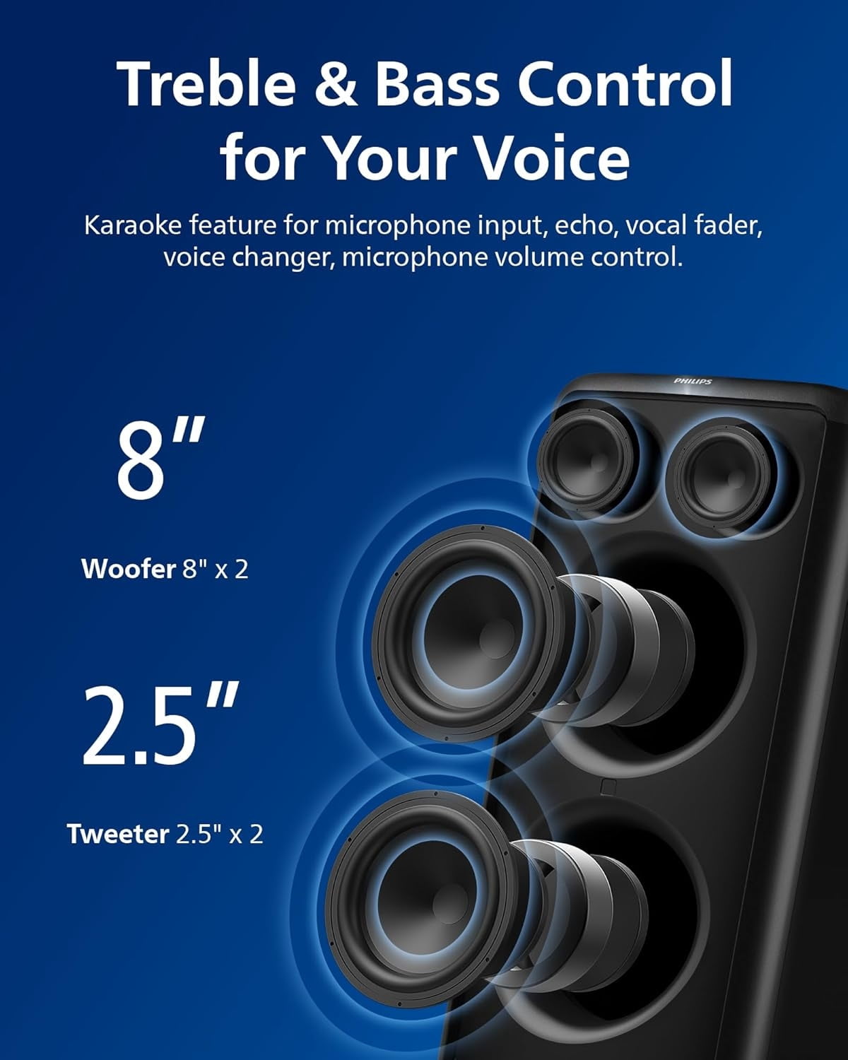 Restored Philips X5206 Portable Bluetooth Speaker with LED Lightning, Large Size, Black, TAX5206