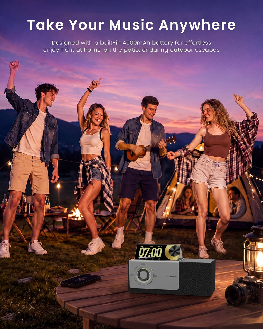 GoldJoy Bluetooth Portable Speaker, Gold