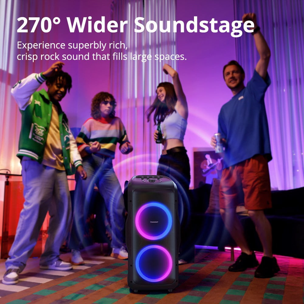 Tronsmar Portable Party Speaker, 270° Soundstage, 240W, 20H Battery, Karaoke Mic & Guitar Input, for Home, Party Tronsmart Halo 300 Black