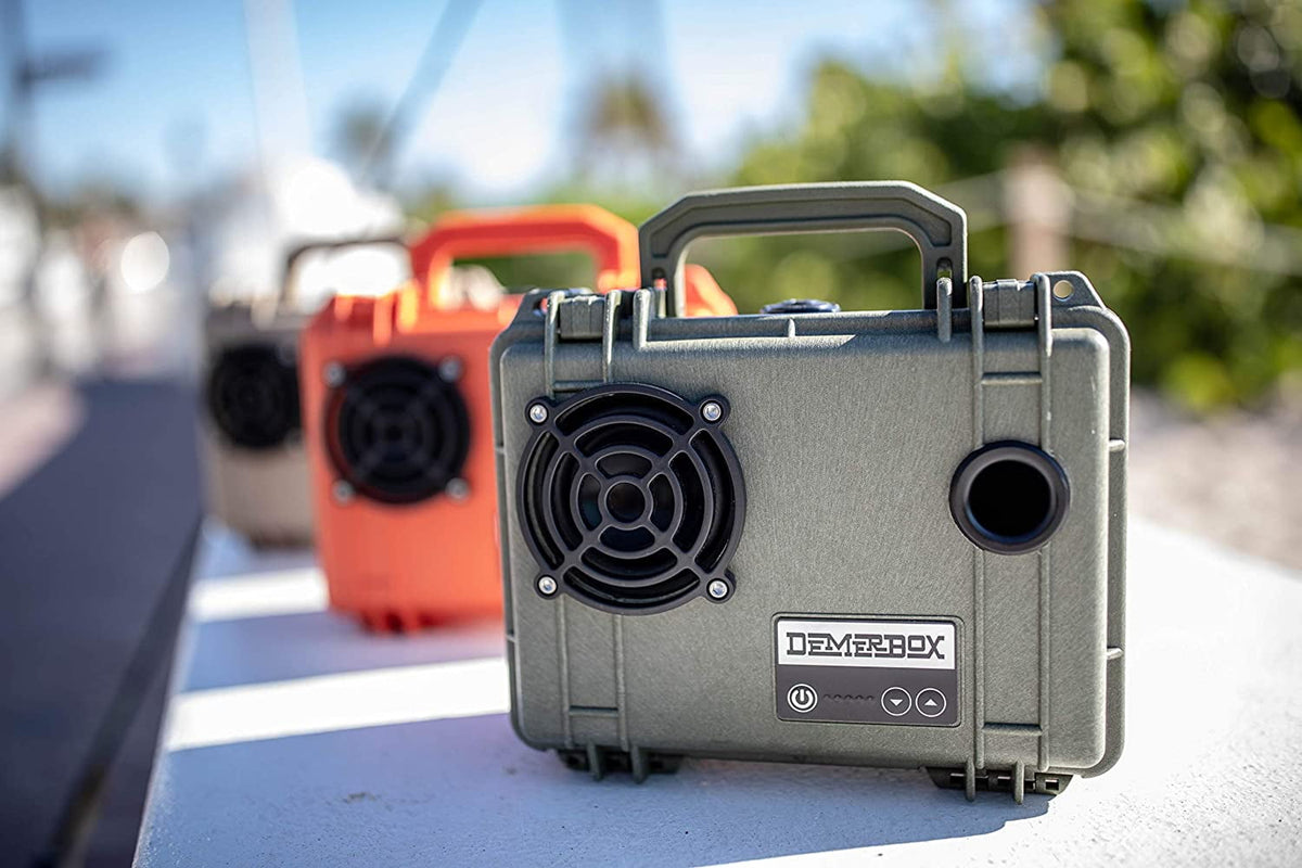 DemerBox Waterproof, Portable, and Rugged Outdoor Speakers. Loud Sound, 40+ hr Battery Life, Dry Box + USB Charging, Pairing Party Mode. Built to Last + Fully Serviceable, Green