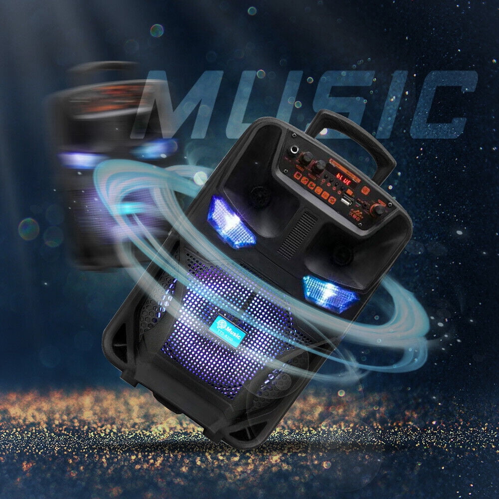 Seneo 8'' Bluetooth Speaker Heavy Bass Portable Outdoor Bluetooth Speaker with Microphone, Black