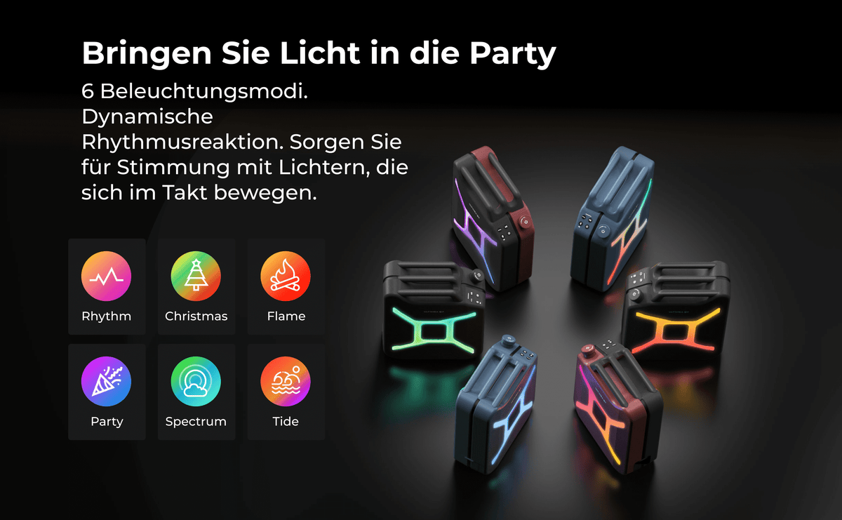 ULTIMEA Go Portable Party Speaker, 300W Wireless PartyBox with Bass Boost, RGB Light, TWS Stereo, Auracast Mode, Mic/Guitar Input, APP Control, Large Bluetooth Speaker for Party Outdoor (Black+Red)