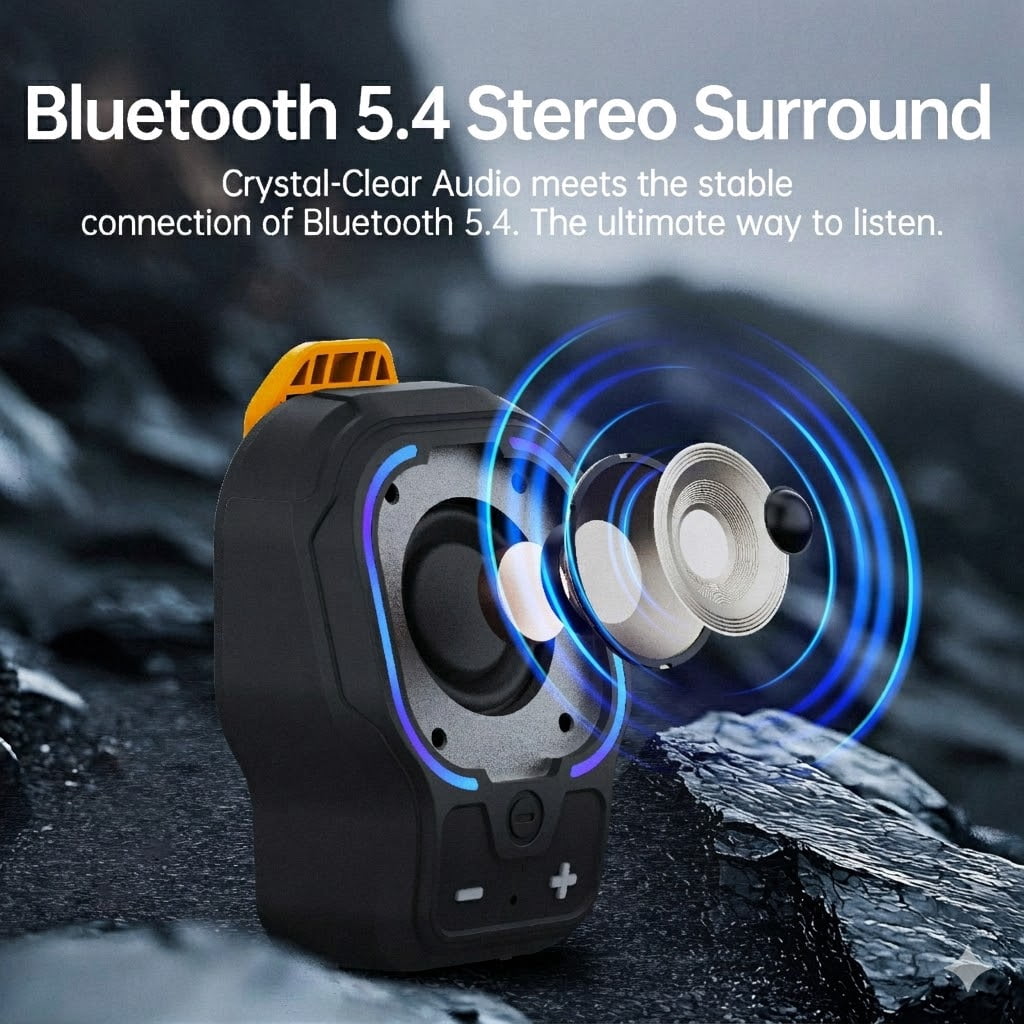 Wearable Bluetooth Speaker, Small Clip-on Wireless Portable Speaker, 10H Battery, IPX6 Waterproof Mini Speaker, 3 Light Modes with Mic, for Hands-Free Music Call Outdoor Work, Gift for Dad, Black