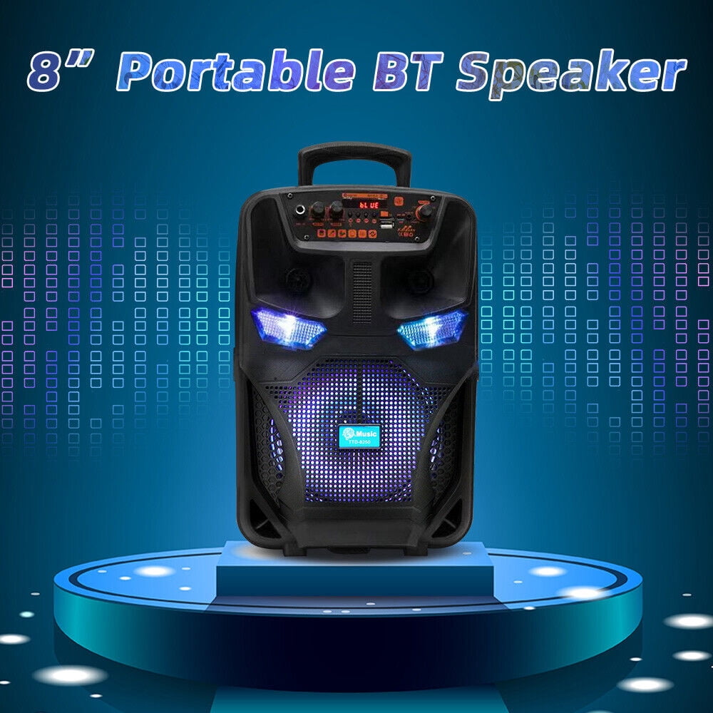 Seneo 8'' Bluetooth Speaker Heavy Bass Portable Outdoor Bluetooth Speaker with Microphone, Black