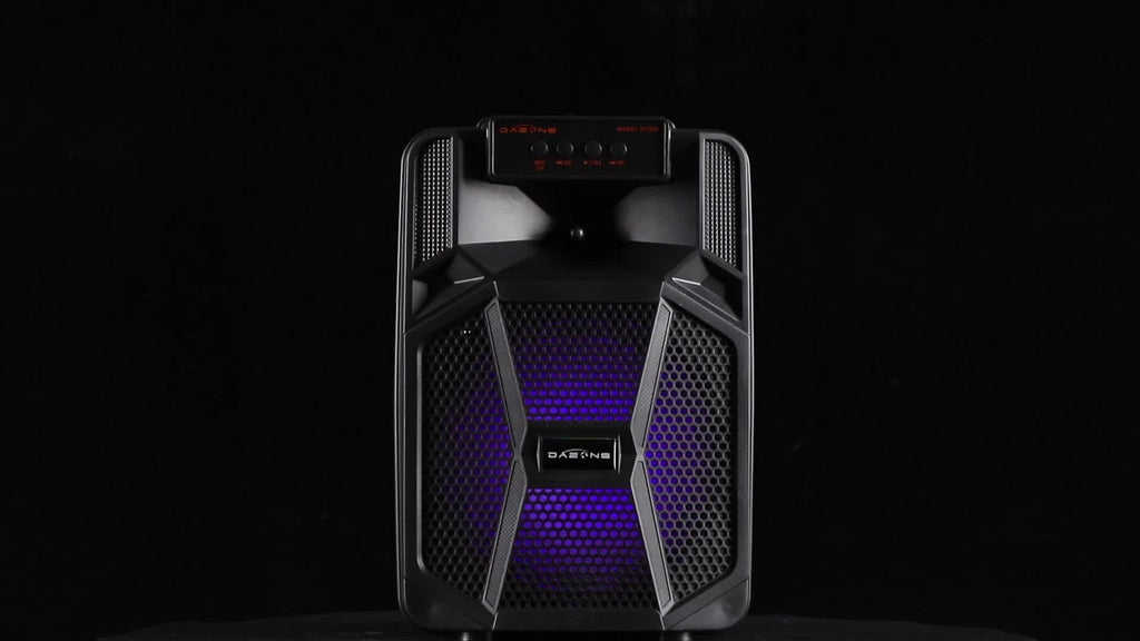 1100W Portable Bluetooth Speaker with LED Lights, Wired Microphone, 1200mAh Battery, Black - Ideal for Parties, Holidays & Gifts
