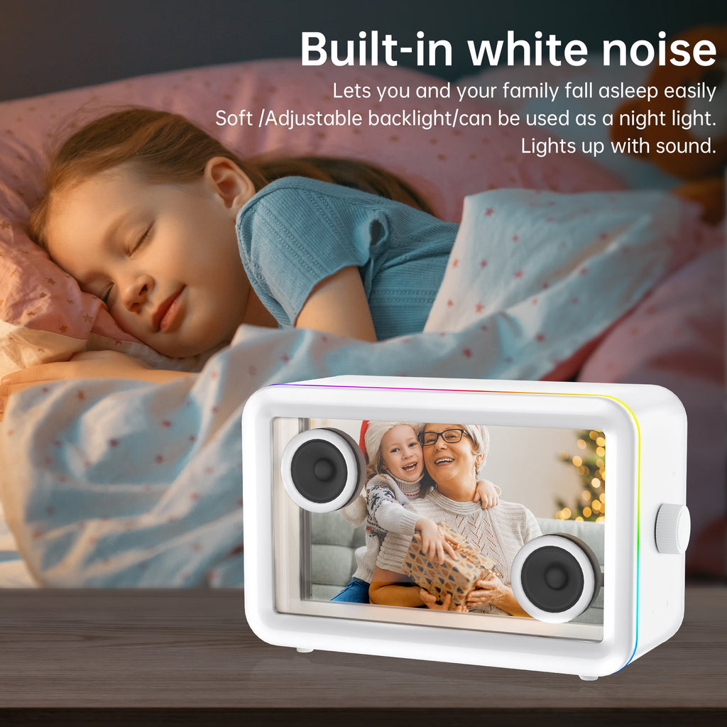 BESTSKI Bluetooth Speaker,with HD sound Hi-Fi Soundbar Speaker and Transparent Glass Screen, Dynamic Floating Lyrics, Digital Frame Function, LED Light Show,2.4G Wifi - Black