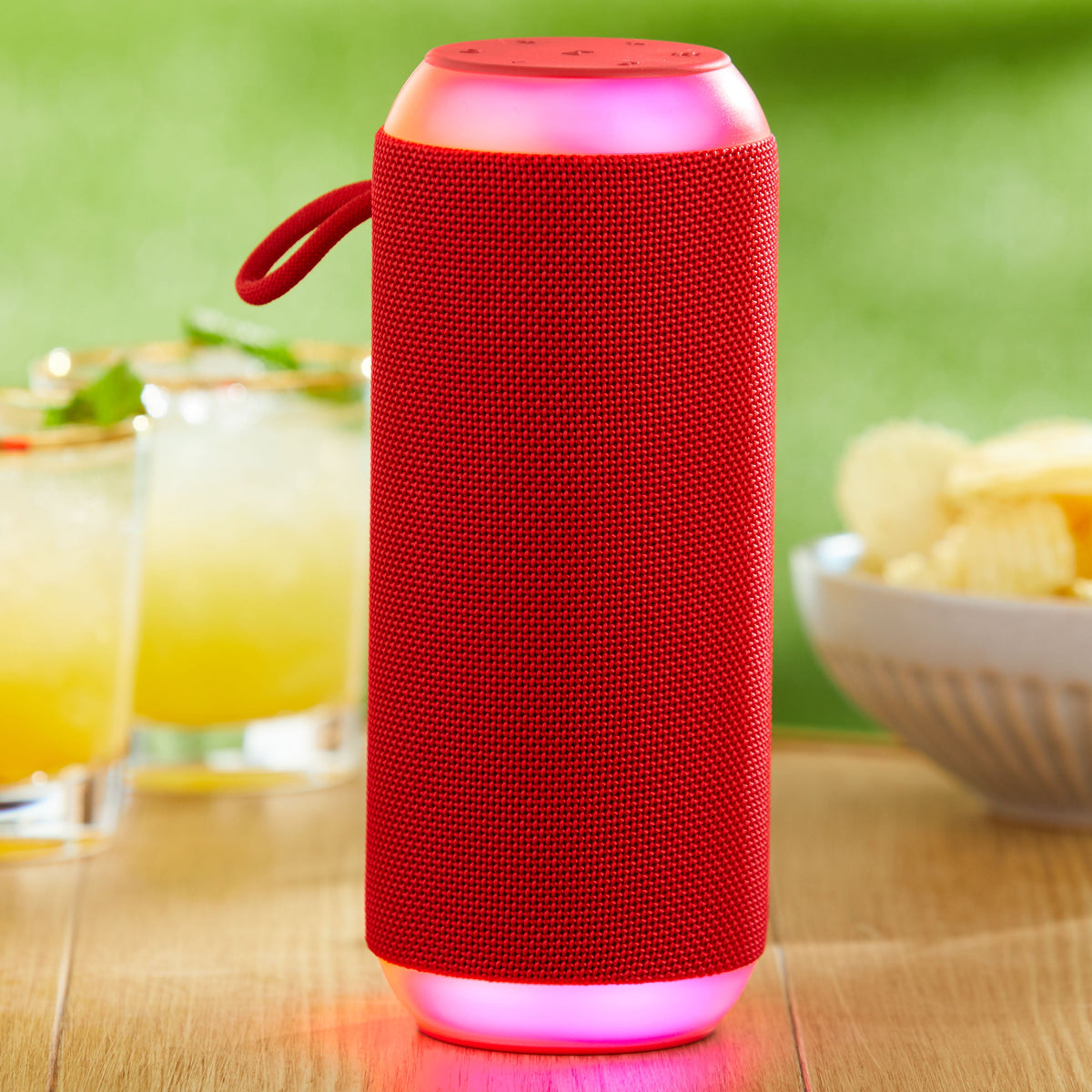 onn Large Rugged Speaker with Bluetooth Wireless Technology and LED Lighting, Camo