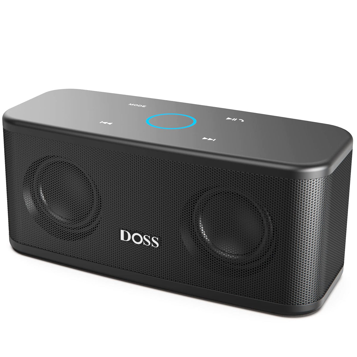 DOSS Portable Wireless Bluetooth Speaker with 24W Stereo Sound and Deep Bass, Seamless Waterproof Design, Stereo Paring, Party Lights, 24H Playtime, Speaker for Home, Outdoor and Office