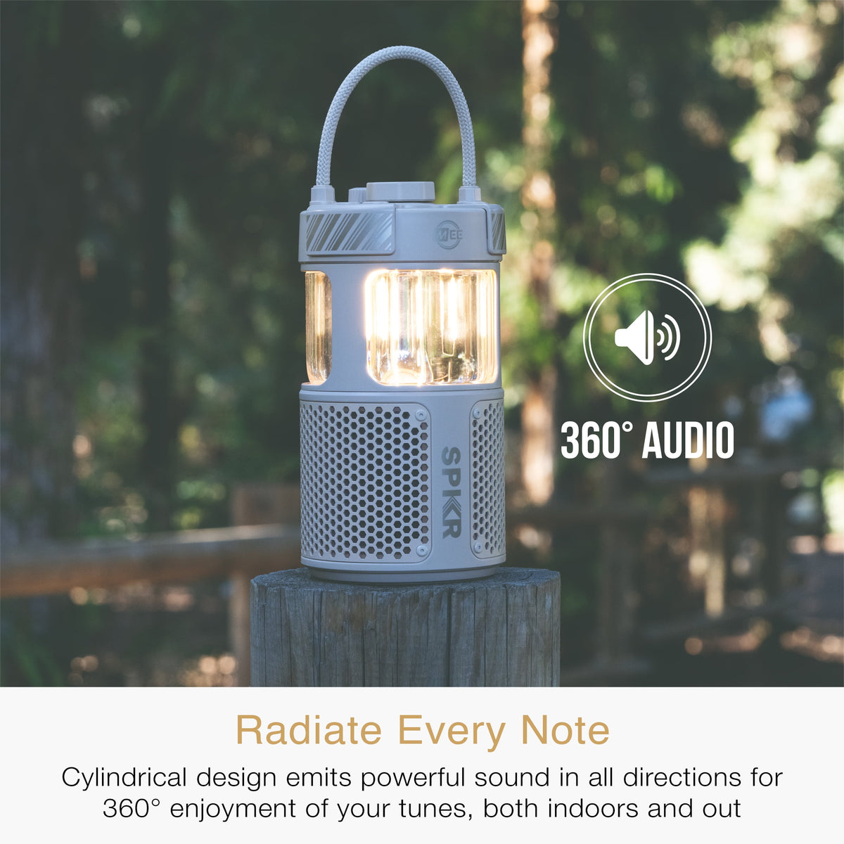 MEE audio lightSPKR Bluetooth Wireless Speaker with Camping Lantern, Rated IPX6 (Midnight Black)