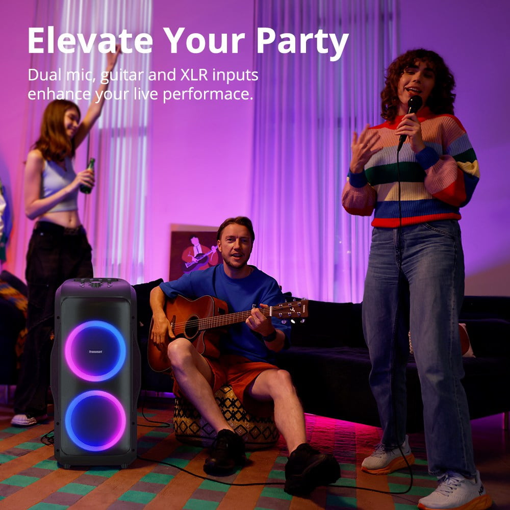 Tronsmar Portable Party Speaker, 270° Soundstage, 240W, 20H Battery, Karaoke Mic & Guitar Input, for Home, Party Tronsmart Halo 300 Black