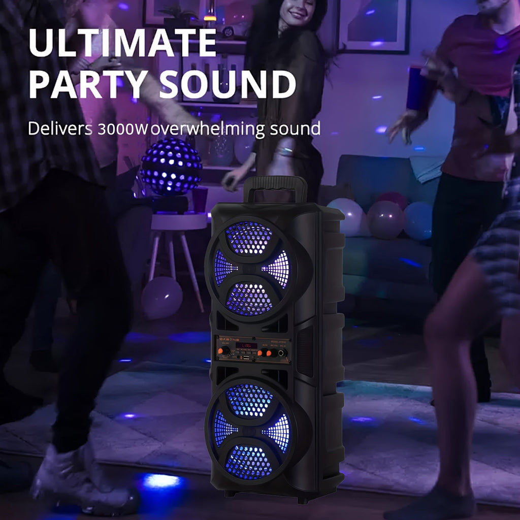 3000W Portable Speaker - Choose 6.5''/8''/10''/12'' Subwoofers - Heavy Bass w/LED Lights - 33ft Wireless Range - For Home/Party/Travel - FM Radio & Stereo Sound