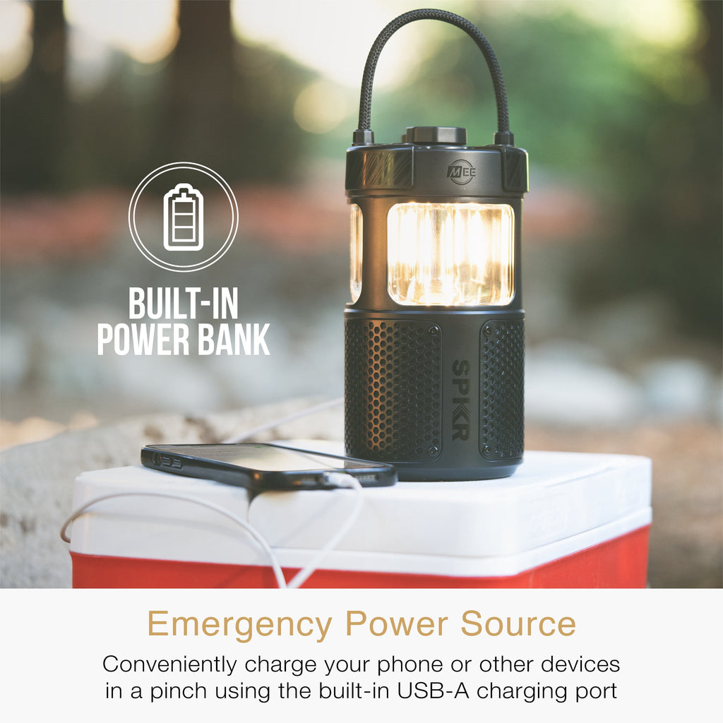 MEE audio lightSPKR Bluetooth Wireless Speaker with Camping Lantern, Rated IPX6 (Midnight Black)