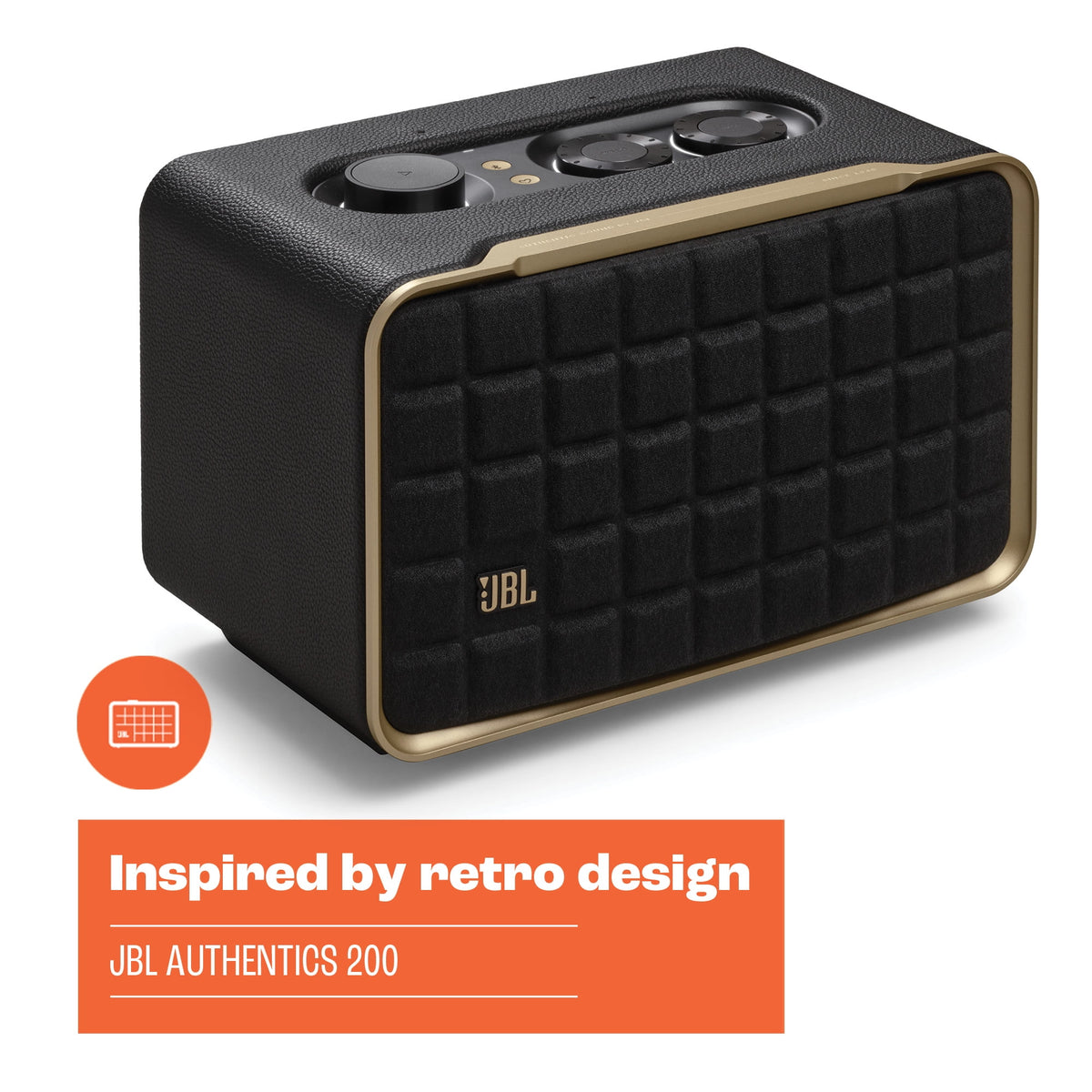 JBL Authentics 300 - Portable smart home speaker with Wi-Fi, Bluetooth and voice assistants with retro design. - Black