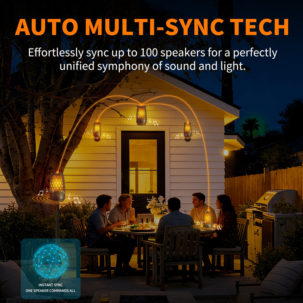 Bluetooth Speaker, Outdoor Speakers with Lights, Multi-Sync up to 100 Speakers, Halloween Decorations Outdoor, Waterproof Lantern Speaker for Garden/Party/Yard, Gifts for Men Women ( 2 Pack )