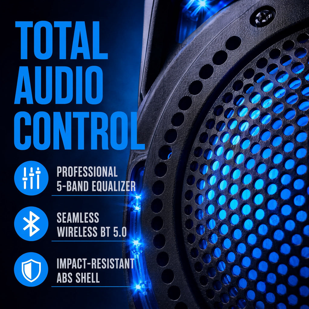 Dazone 12" Loud Bluetooth Portable Party Speaker Subwoofer w/ FM USB SD Card AUX & Mic