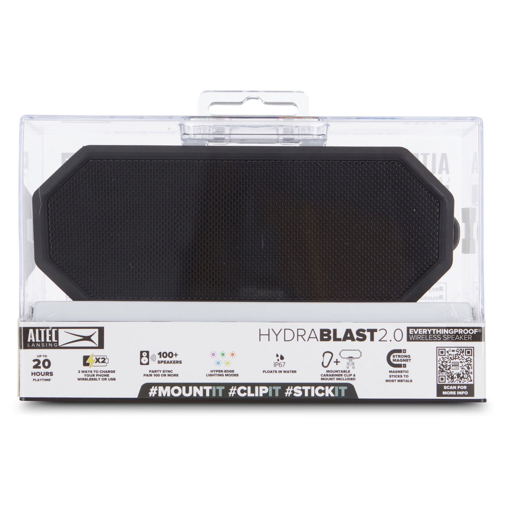 Altec Lansing HydraBlast 2.0 EverythingProof™ Bluetooth Speaker, IP67 Waterproof, 20H Battery, Qi Wireless & USB Charging, LED Lights, Party Sync, 100ft Range
