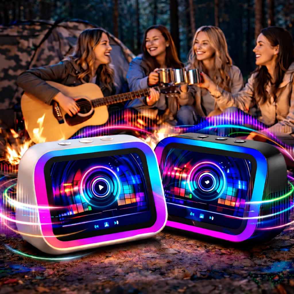Smart Alarm Clock Speaker, Dynamic RGB Light, Hi-Fi Stereo, HD Display, Calls & Voice Assistant, Period Tracker, Portable Bedside Digital Clock