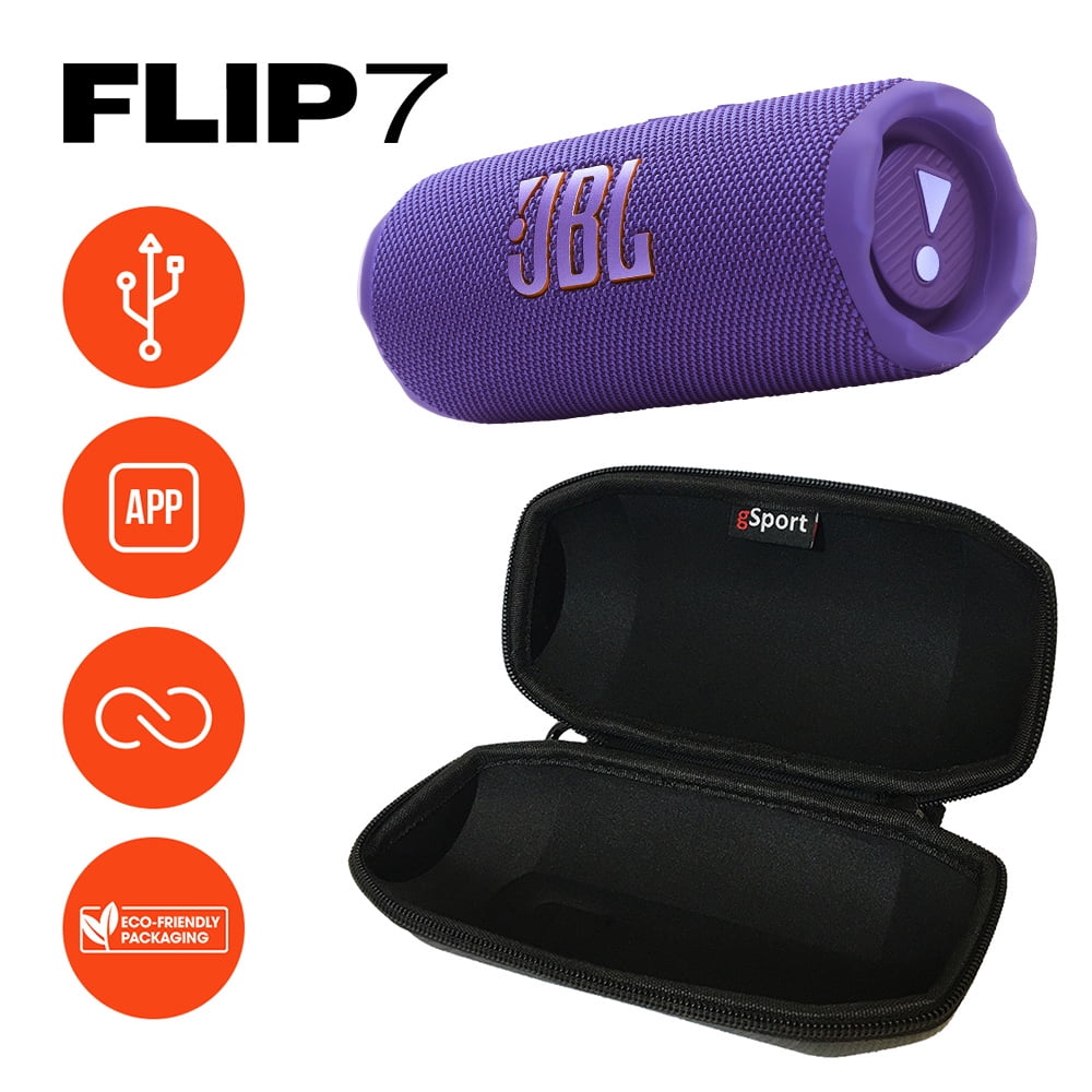 JBL FLIP 7 Waterproof Portable Speaker Bundle with gSport Carbon Fiber Case (Black)