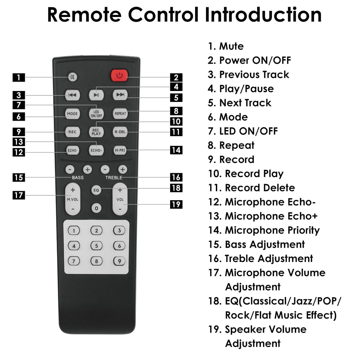 Portable Wireless Speakers with Lights & Remote Control, TWS FM USB MMC Slot Aux In Recording Mic for Outdoor Party