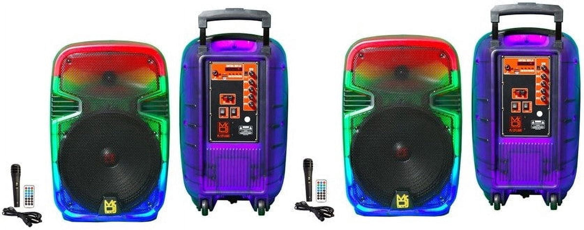 2 MR DJ PL15FLAME 15" Portable Translucent Bluetooth Speaker