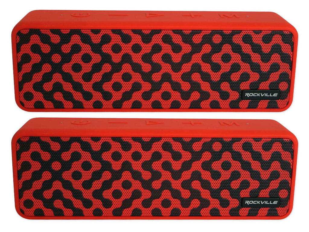 (2) Rockville Faze Red 50w Portable Bluetooth Speakers w/TWS Wireless Linking