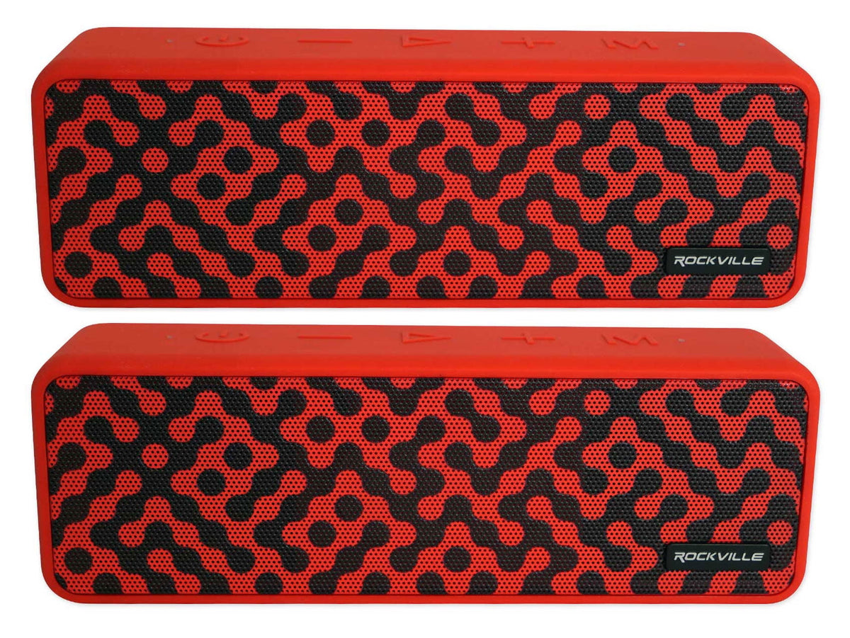 (2) Rockville Faze Red 50w Portable Bluetooth Speakers w/TWS Wireless Linking