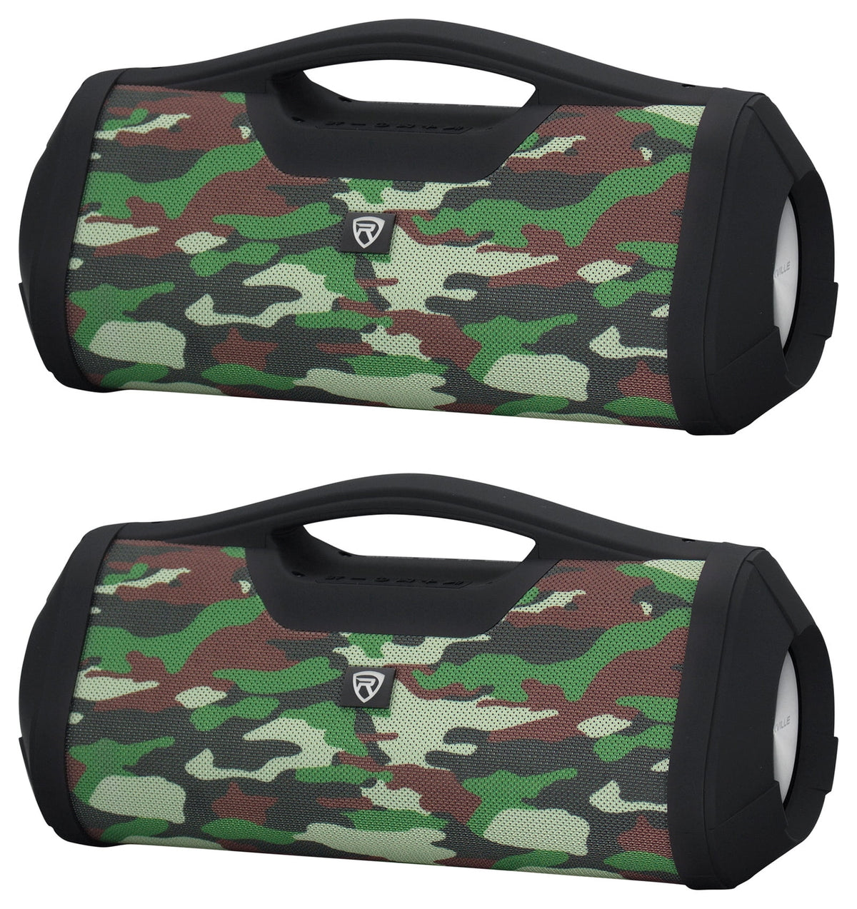 (2) Rockville RPB-XL Portable Bluetooth Wireless Linking Camo Speakers+Powerbank