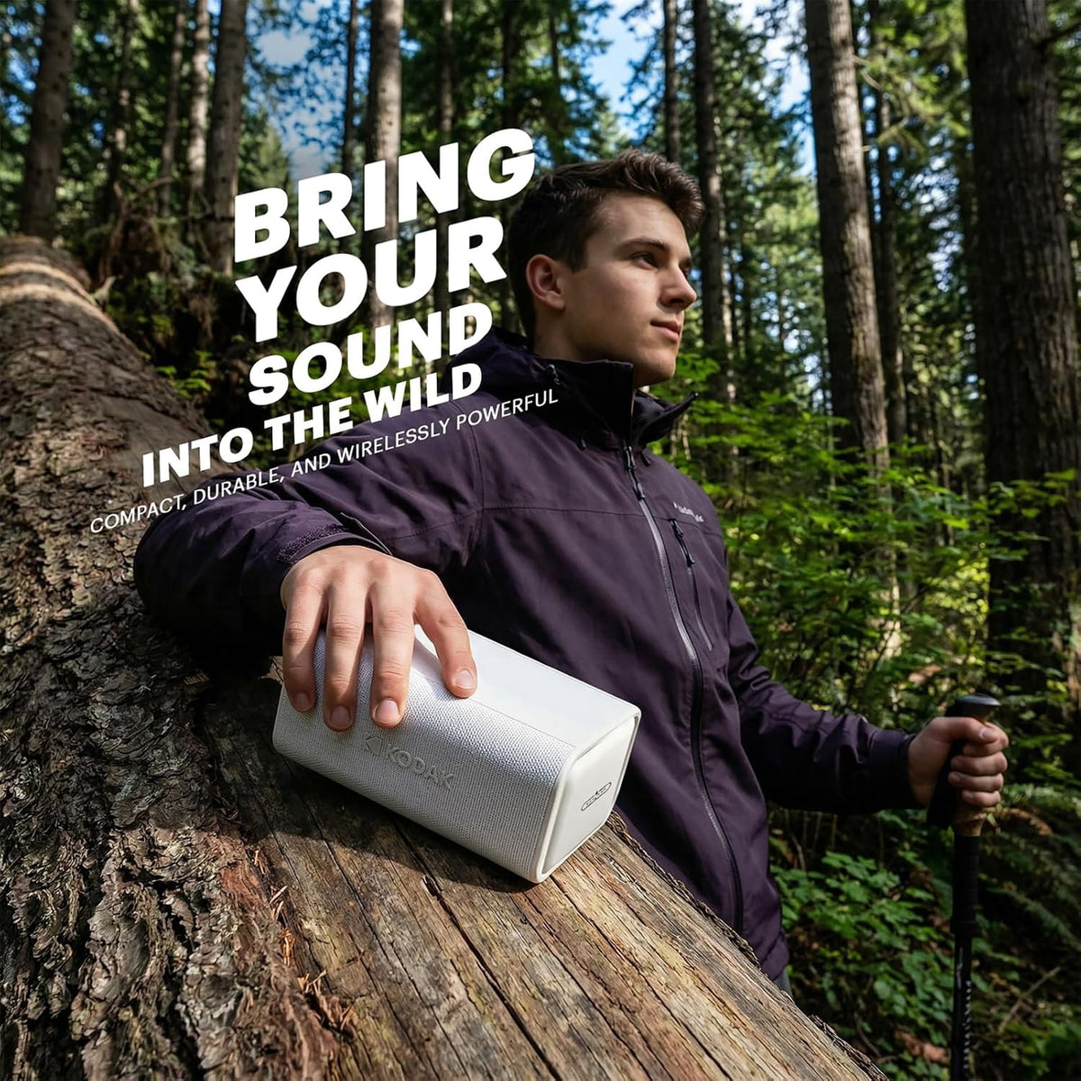 Kodak SoundBrix Plus 2-Piece Portable Rechargeable Bluetooth Speaker System, TWS, Magnetic Docking, IPX4, up to 5 Hours Play Time , Grooving Gray