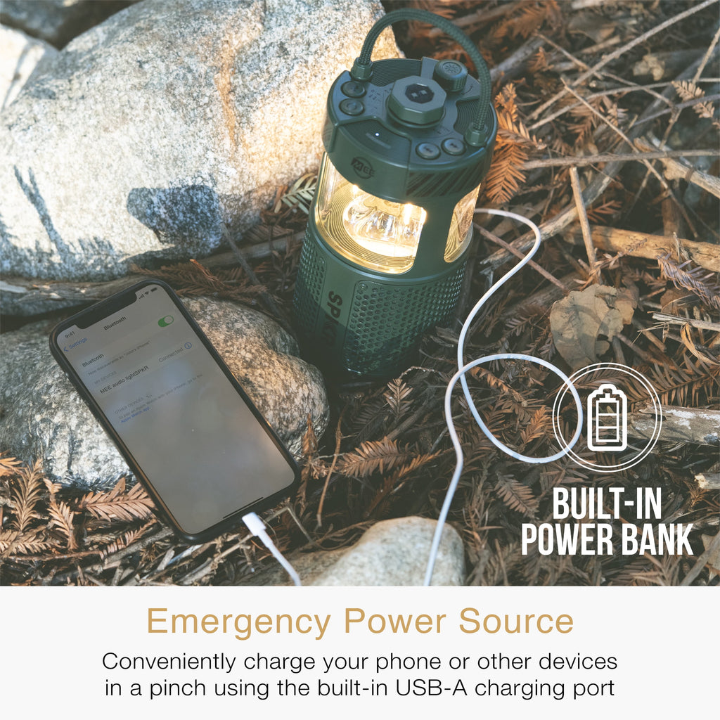 MEE audio lightSPKR Bluetooth Wireless Speaker with Camping Lantern, Rated IPX6 (Midnight Black)
