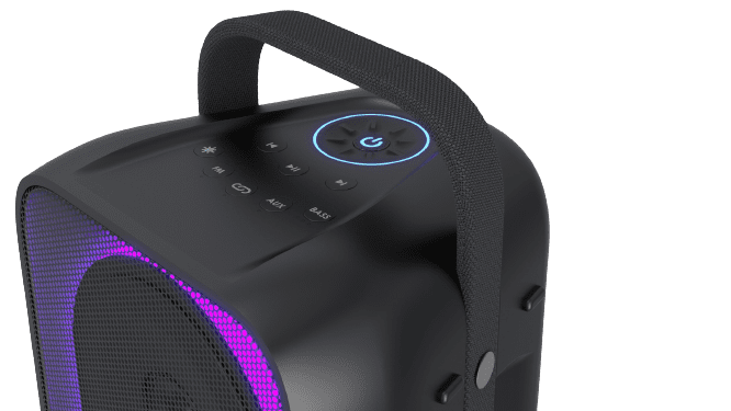 Altec Lansing Shockwave Portable Bluetooth Wireless Party Speaker with LED Lights, Black, IMT7000-BLK