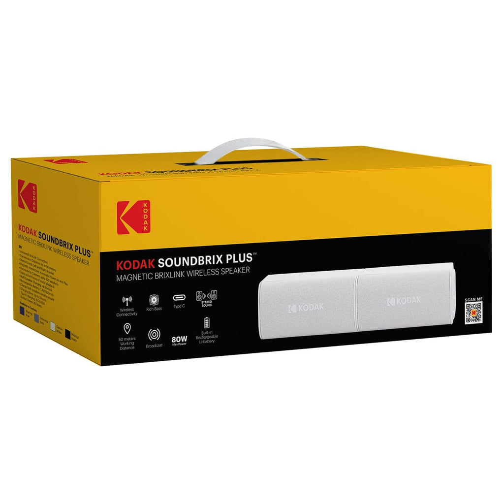Kodak SoundBrix Plus 2-Piece Portable Rechargeable Bluetooth Speaker System, TWS, Magnetic Docking, IPX4, up to 5 Hours Play Time , Grooving Gray