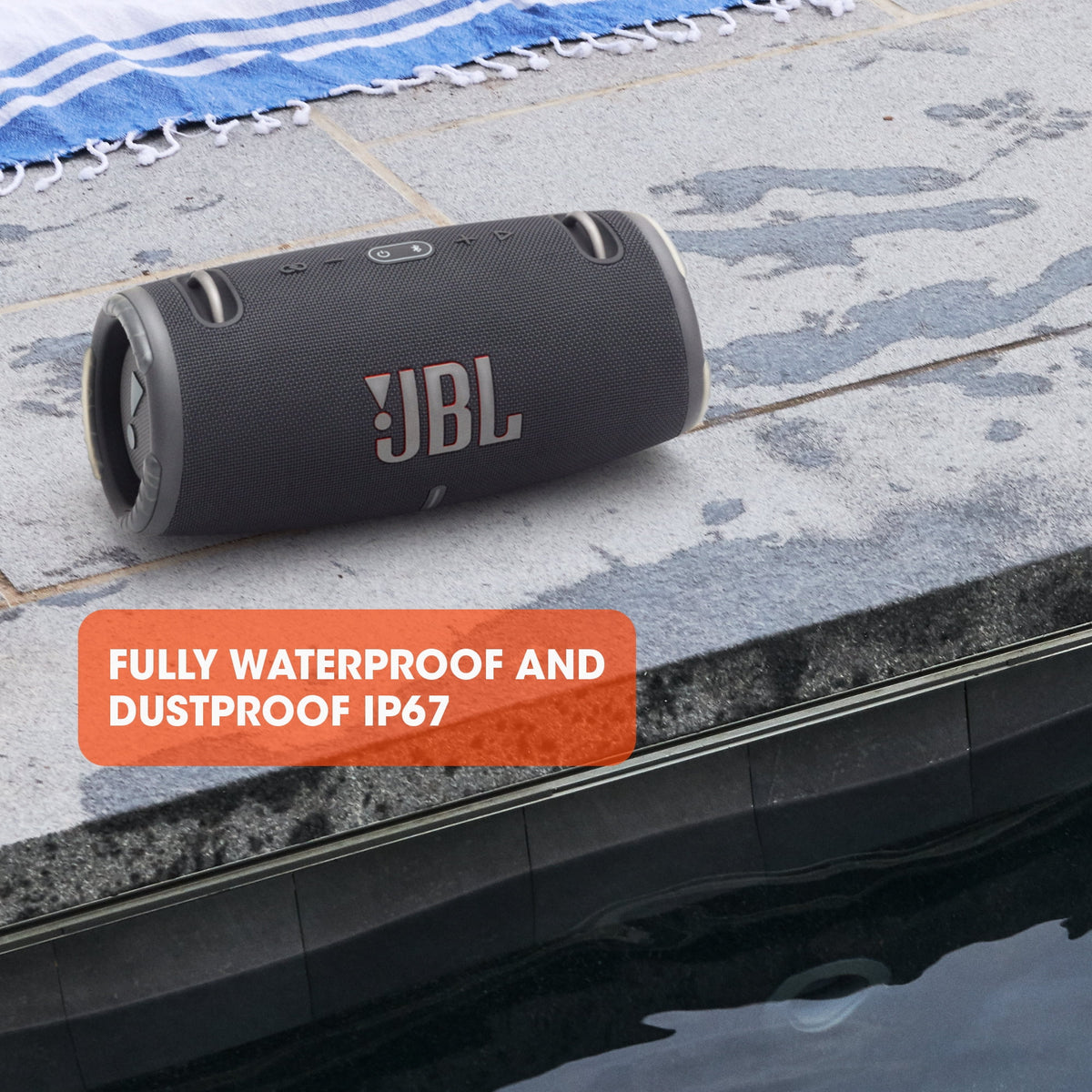 JBL Xtreme 3 Portable Bluetooth Speaker, IP67 Waterproof, 4 Speakers, Black