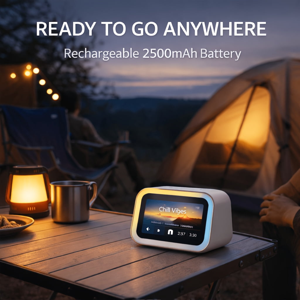 AI Smart Speaker with Large Screen Display, RGB Ambient Lighting, Hands-free Calling, Music Player, Voice-controlled Desktop Speaker, Suitable for Home/office/bedroom