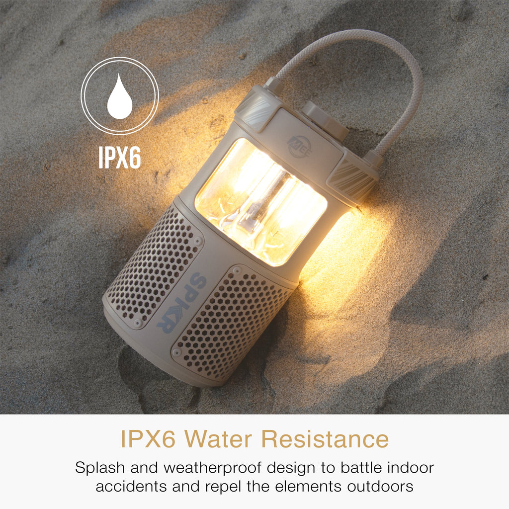 MEE audio lightSPKR Bluetooth Wireless Speaker with Camping Lantern, Rated IPX6 (Midnight Black)