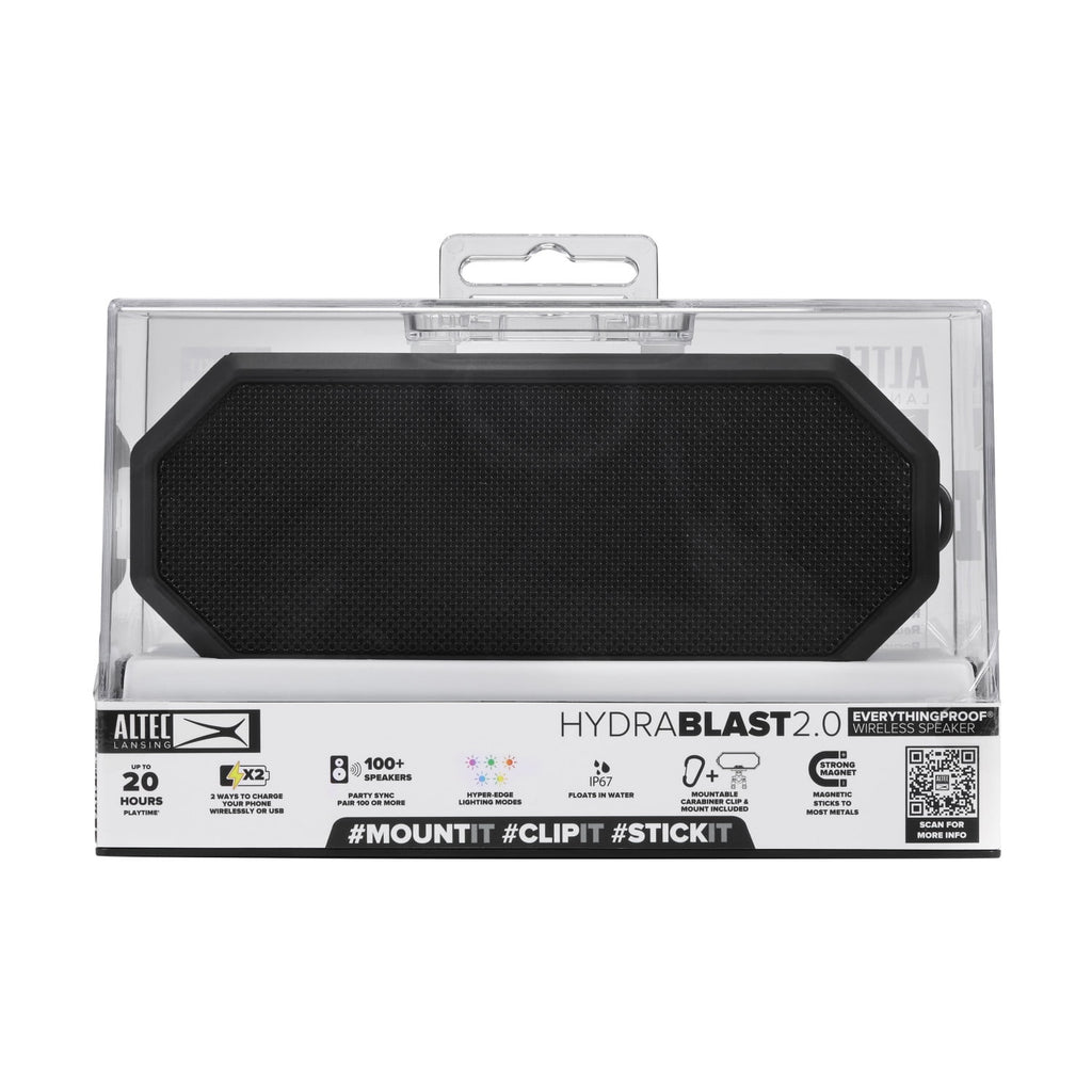 Altec Lansing HydraBlast 2.0 EverythingProof™ Bluetooth Speaker, IP67 Waterproof, 20H Battery, Qi Wireless & USB Charging, LED Lights, Party Sync, 100ft Range