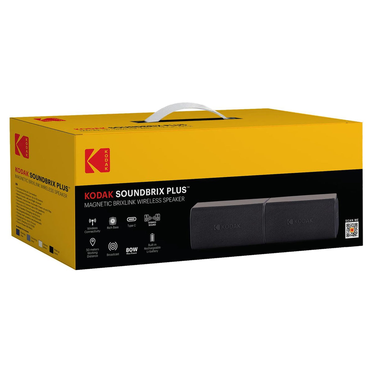 Kodak SoundBrix Plus 2-Piece Portable Rechargeable Bluetooth Speaker System, TWS, Magnetic Docking, IPX4, up to 5 Hours Play Time , Grooving Gray