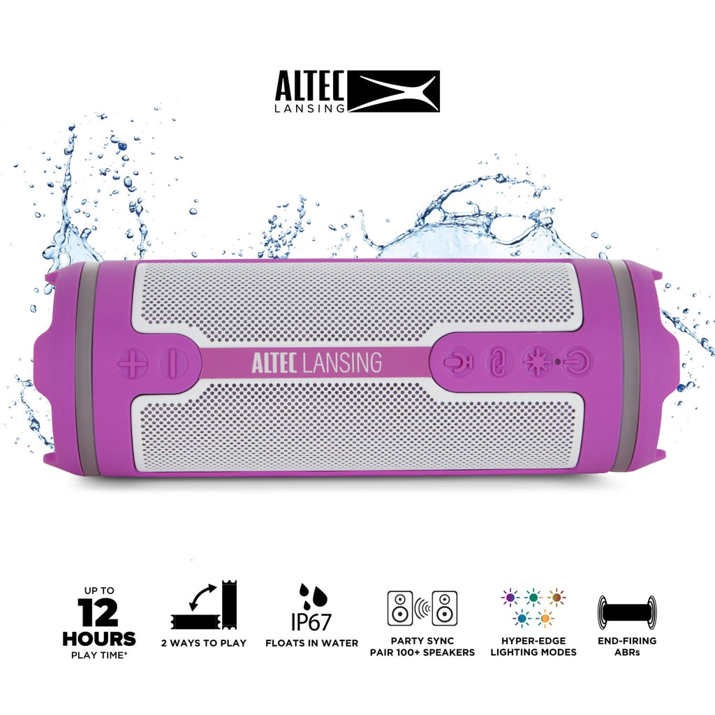 Altec Lansing HydraMOTION 2.0 Wireless Bluetooth Speaker, 16H Battery, RGB Lights, USB-C Quick Charge, IP67 Rated Waterproof Bluetooth Speaker, Mountable, Voice Assistant