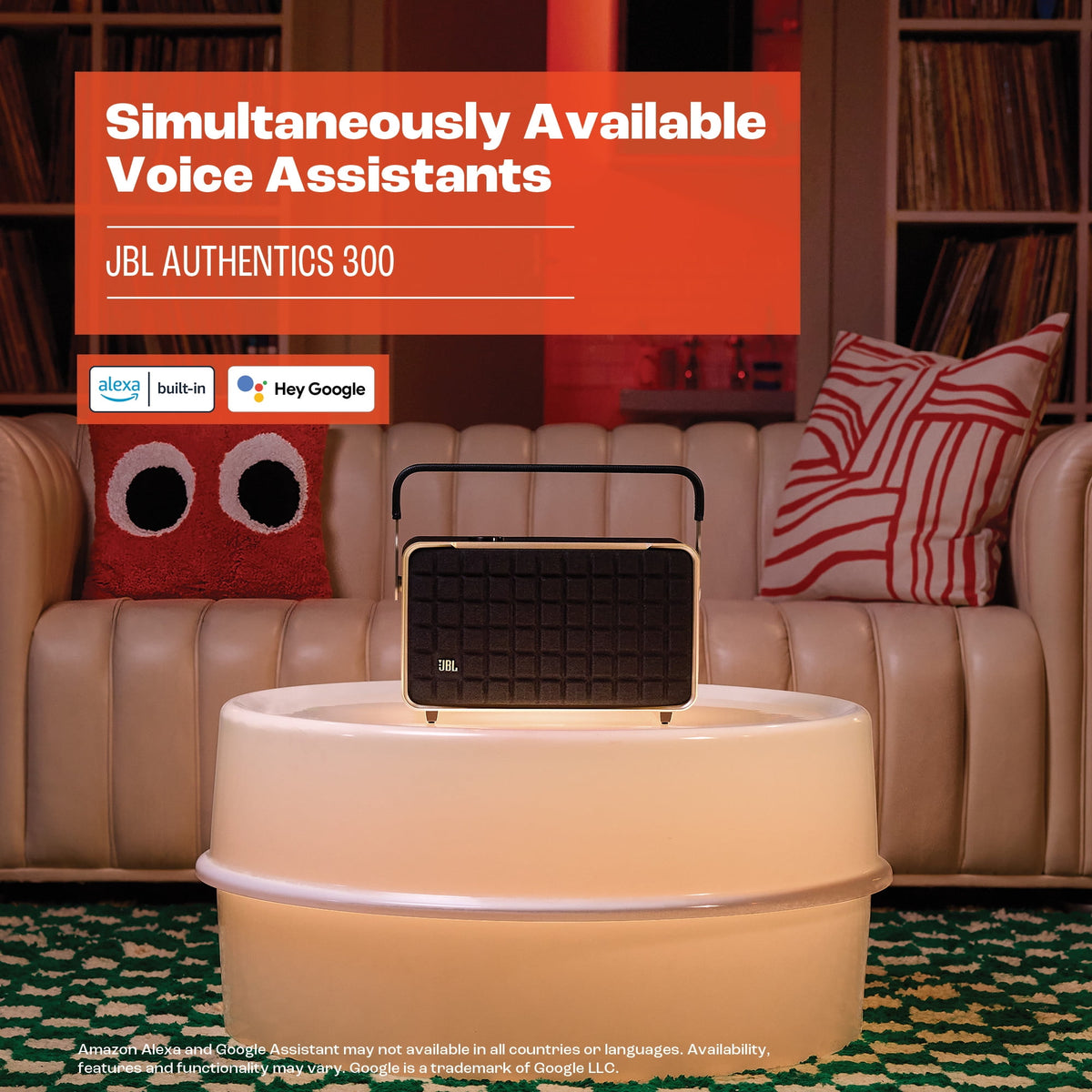JBL Authentics 300 - Portable smart home speaker with Wi-Fi, Bluetooth and voice assistants with retro design. - Black