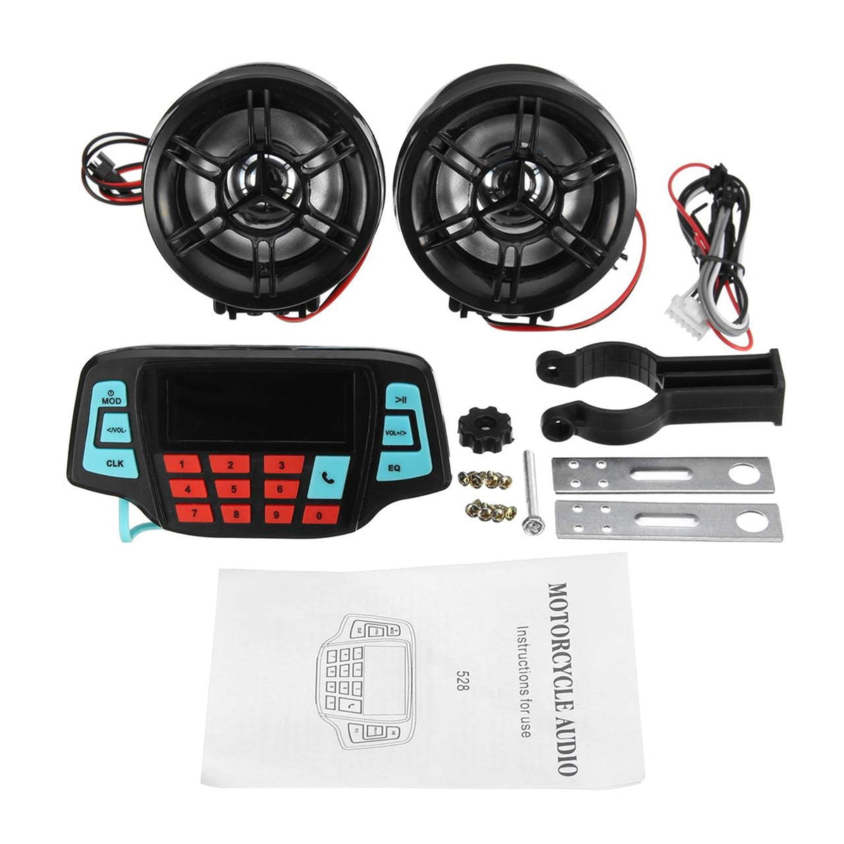 Bluetooth Motorcycle Studio Au-dio Sound System Speakers FM Radio MP3 Music Player Scooter ATV Remote Control Alarm Speaker ,Quality Sound