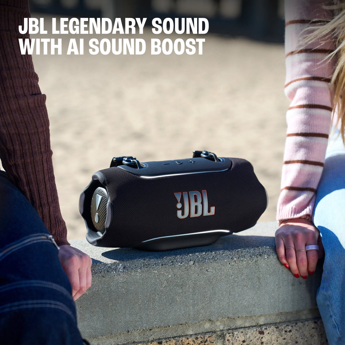 JBL Xtreme 5 - Portable waterproof speaker with massive legendary JBL sound, ambient edge lighting, and a convenient shoulder strap - Black