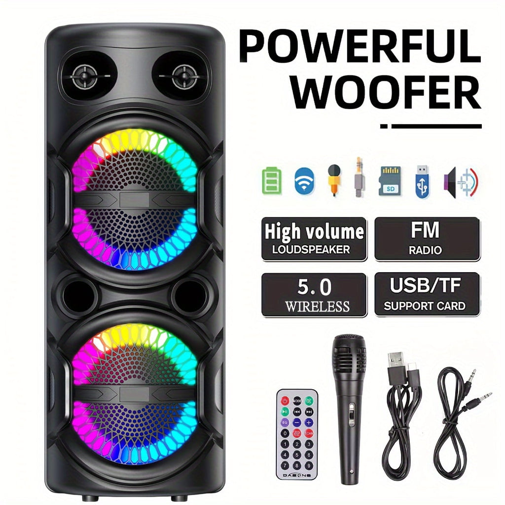 3000W Portable Speaker - Choose 6.5''/8''/10''/12'' Subwoofers - Heavy Bass w/LED Lights - 33ft Wireless Range - For Home/Party/Travel - FM Radio & Stereo Sound