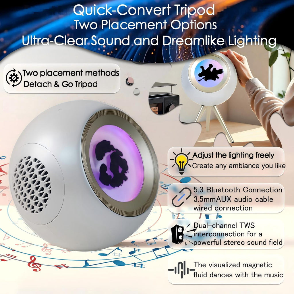 XRELIATECH Ferrofluid Speaker,30W High-Power Bluetooth Audio Visualizer Enhanced Bass&Crisp High, Dual Stereo&TWS Paired,Vibrant Ambient Colorlight